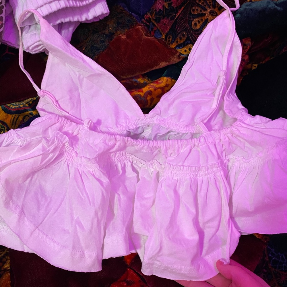 White Ruffled Crop Top - Picture 2 of 2